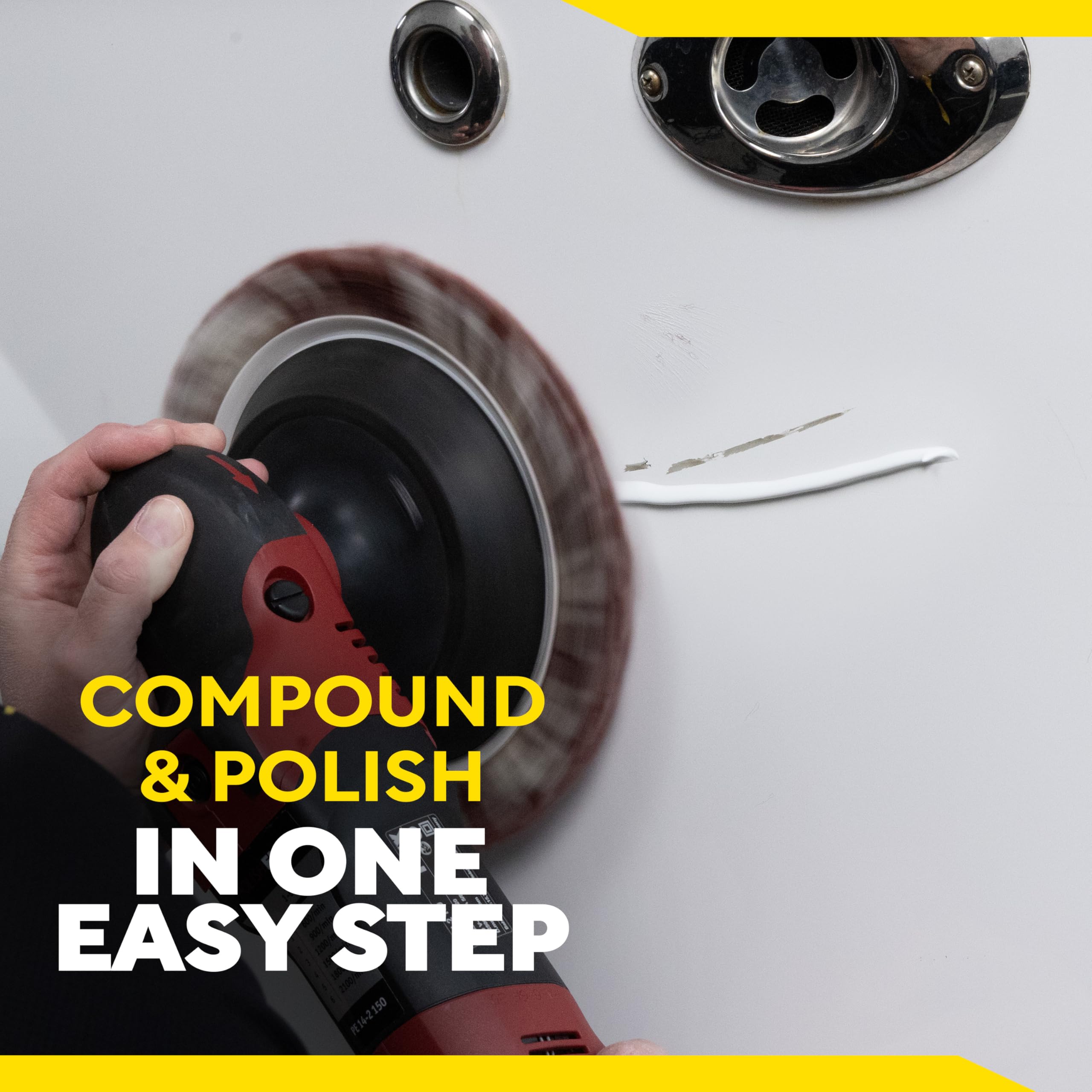 Meguiar's Marine/RV One Step Compound revives dull fiberglass gel coat finish.
