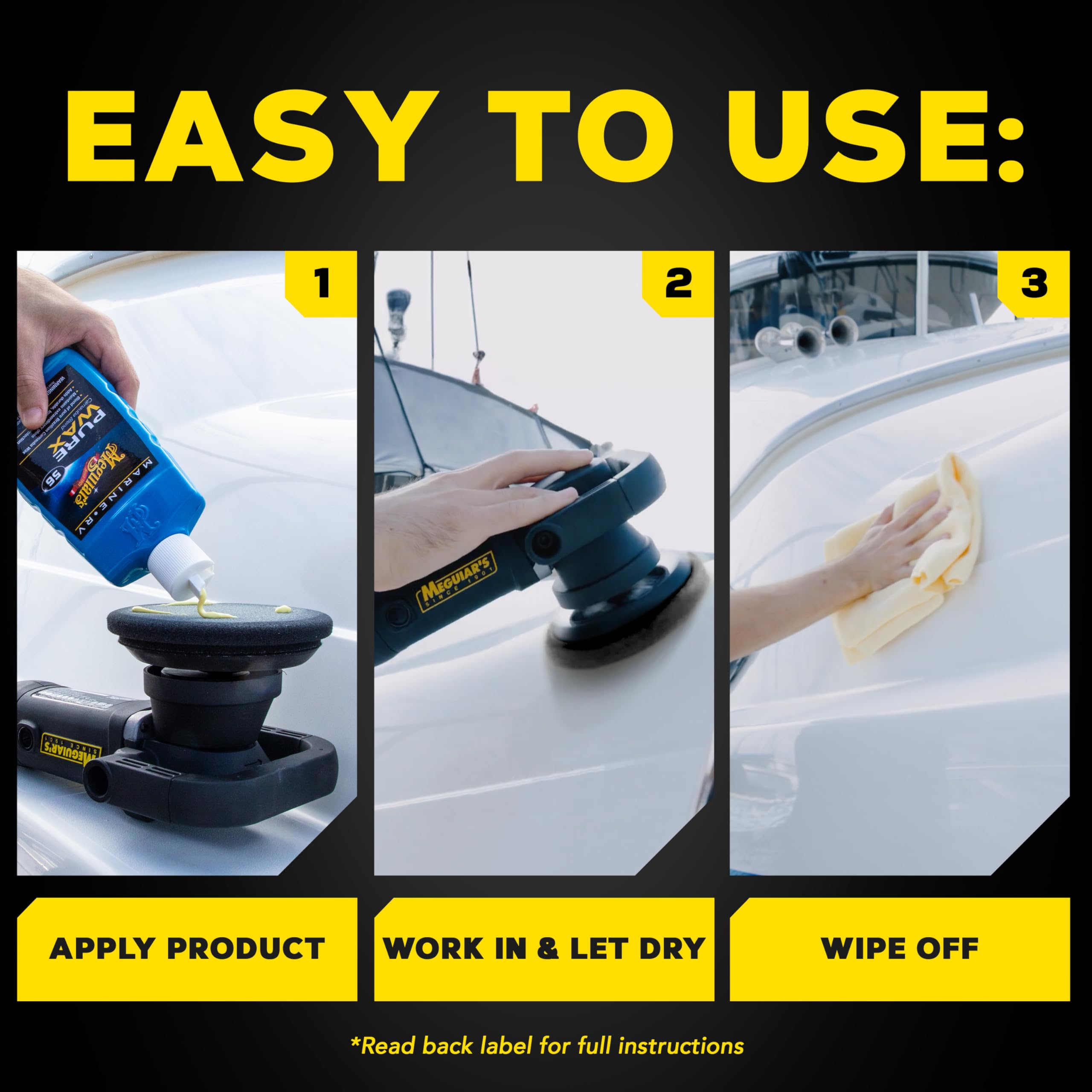 Meguiar's Marine/RV Pure Wax protects gel coat on fiberglass surfaces