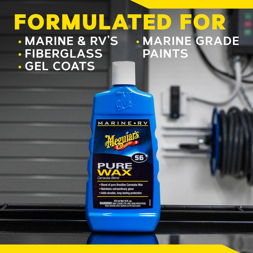 Meguiar's Marine/RV Pure Wax protects gel coat and painted finishes with gloss