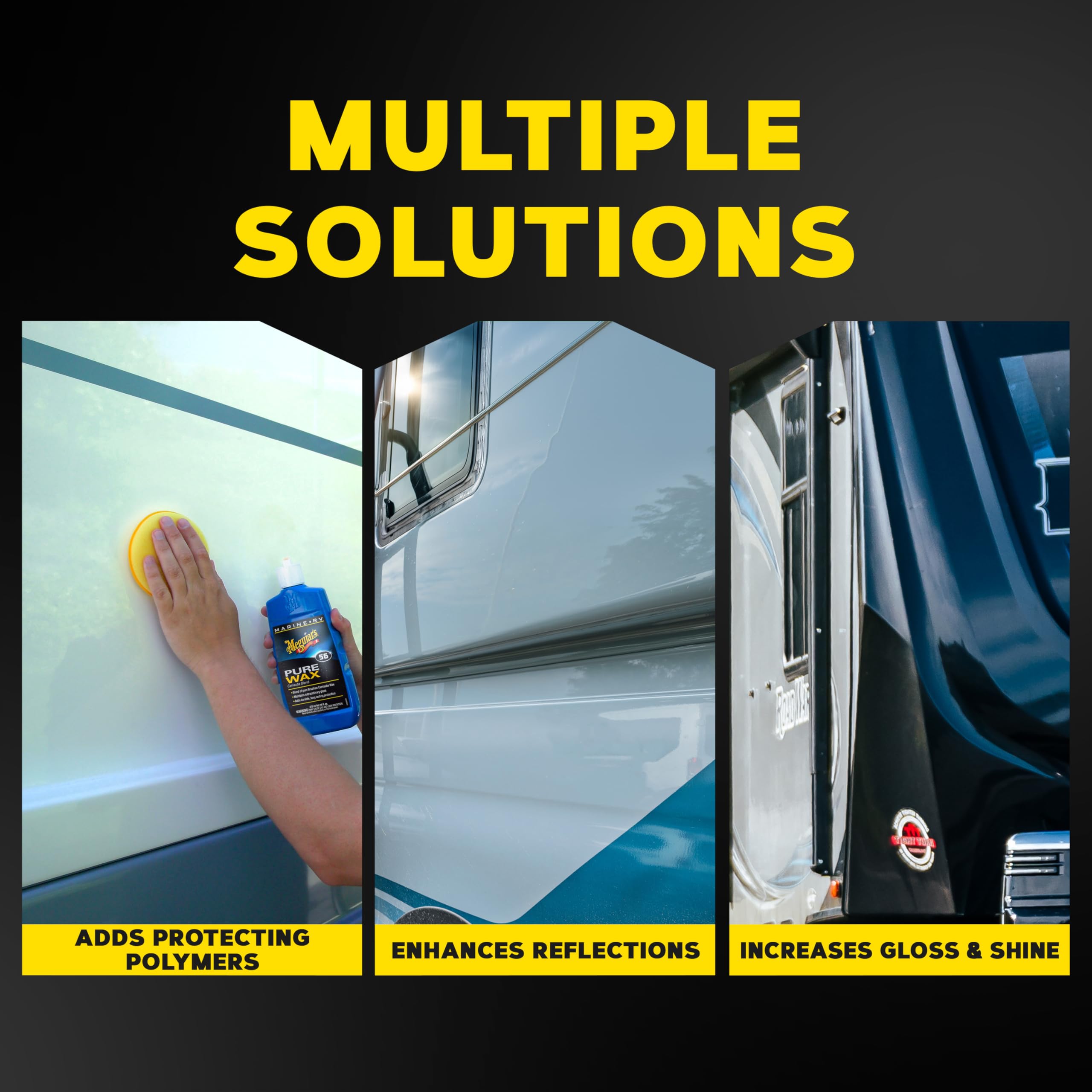 Meguiar's Marine/RV Pure Wax applied with dual-action polisher for even coverage