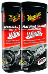 Meguiar's Natural Shine Wipes for auto surfaces provide easy protection and a streak-free shine.