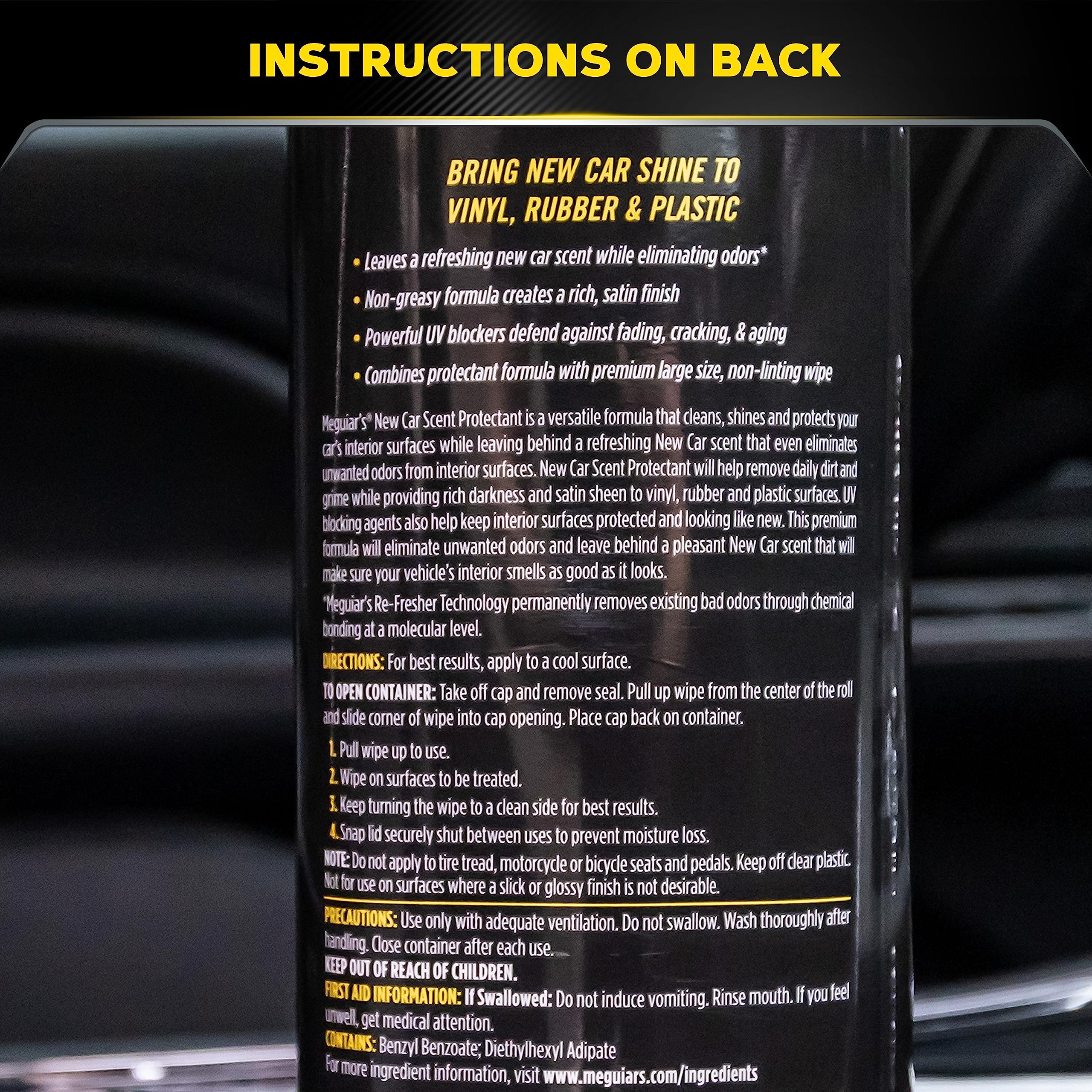 Meguiar's New Car Scent Protectant Wipes fresh new car aroma after use