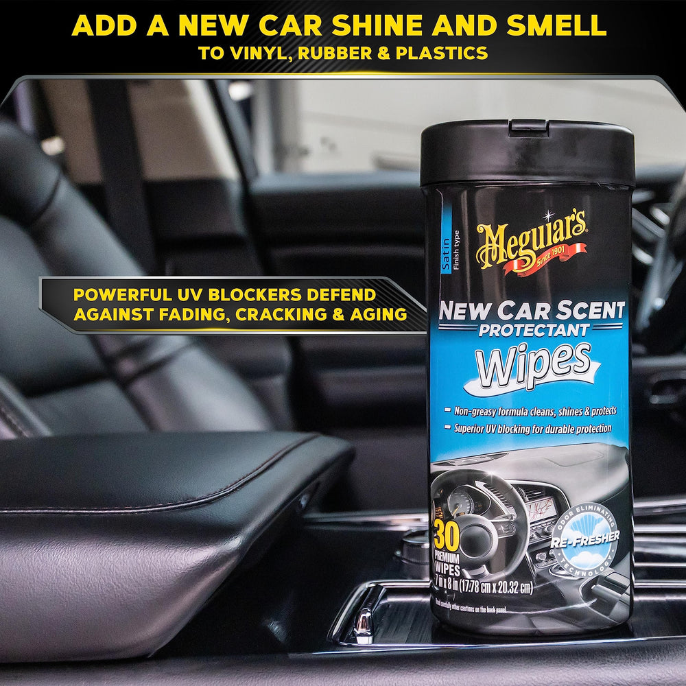 Meguiar's New Car Scent Protectant Wipes satin sheen with UV protection
