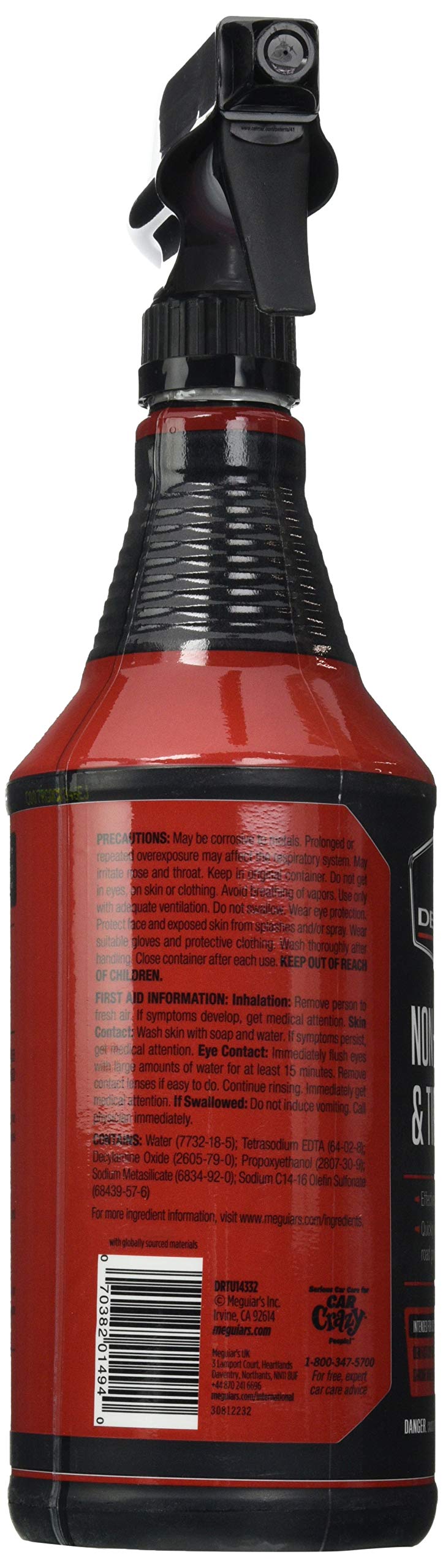 Meguiar's non-acid wheel and tire cleaner closeup shows foaming action for dirt release