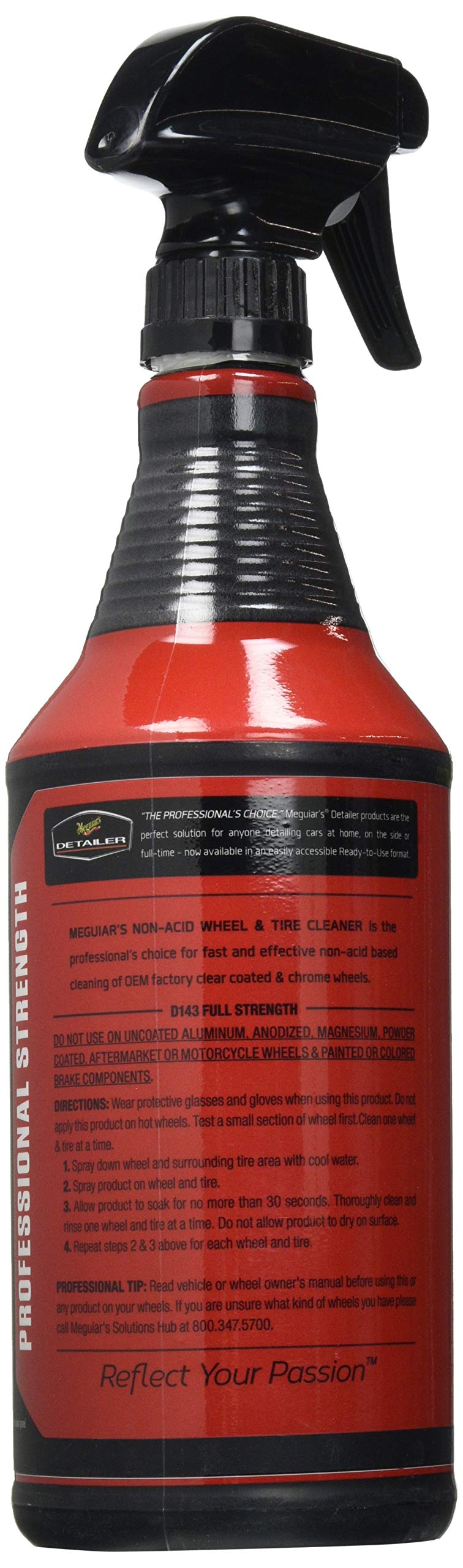 Meguiar's non-acid wheel and tire cleaner spray application removes brake dust