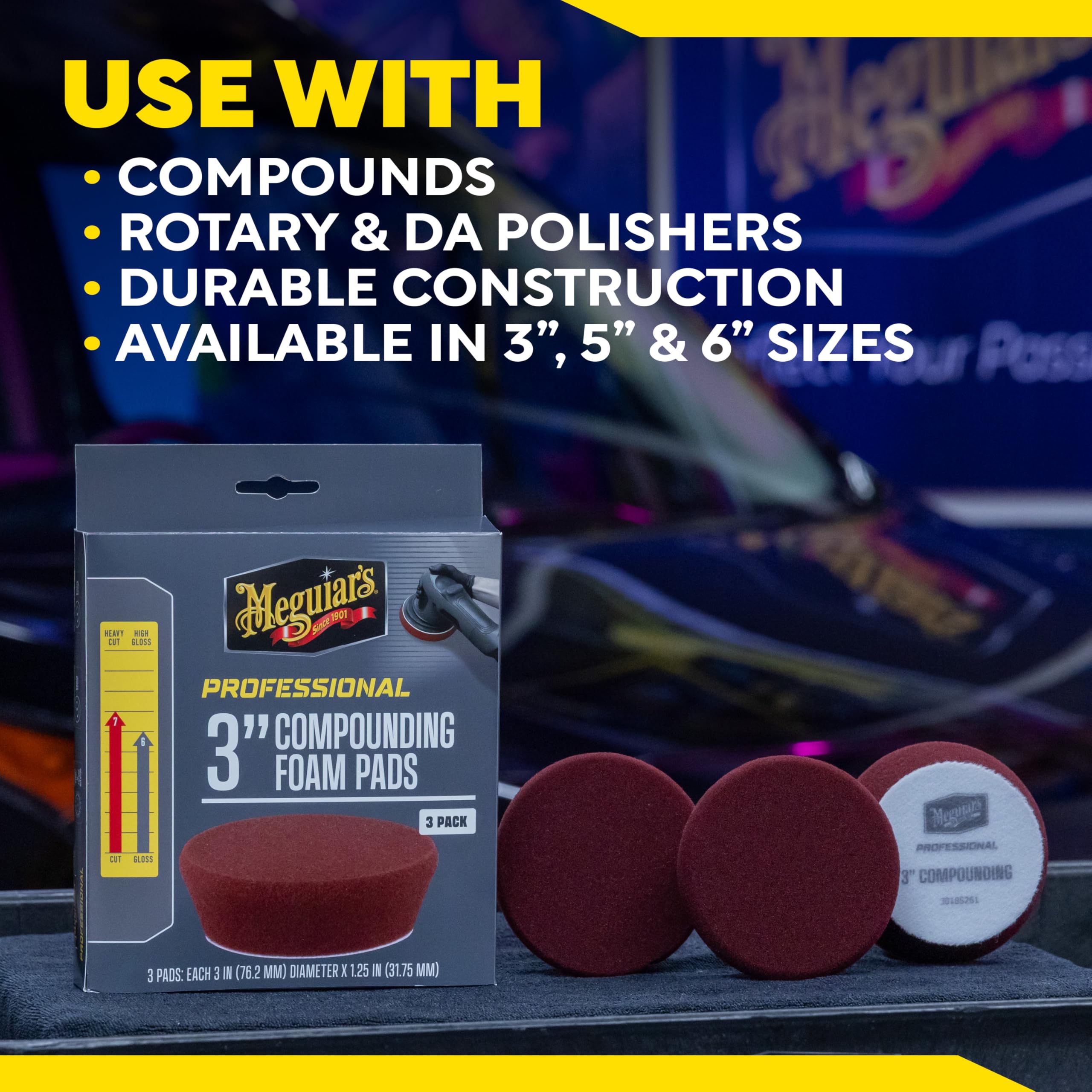 Meguiar's foam pad with durable foam build for long-lasting use.