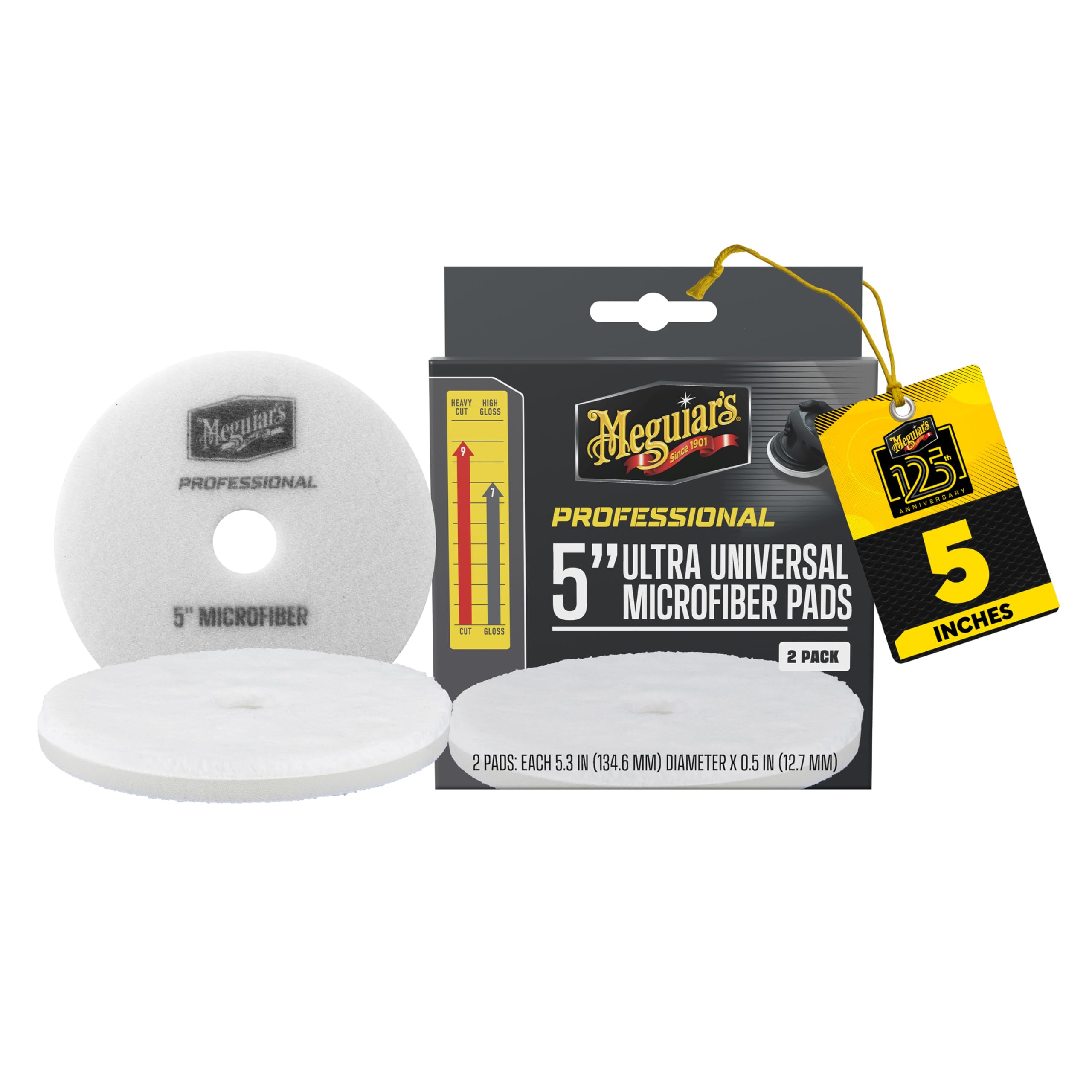 Meguiar's Pro M5MFP2 5-inch pad pack front view for versatile, professional detailing.