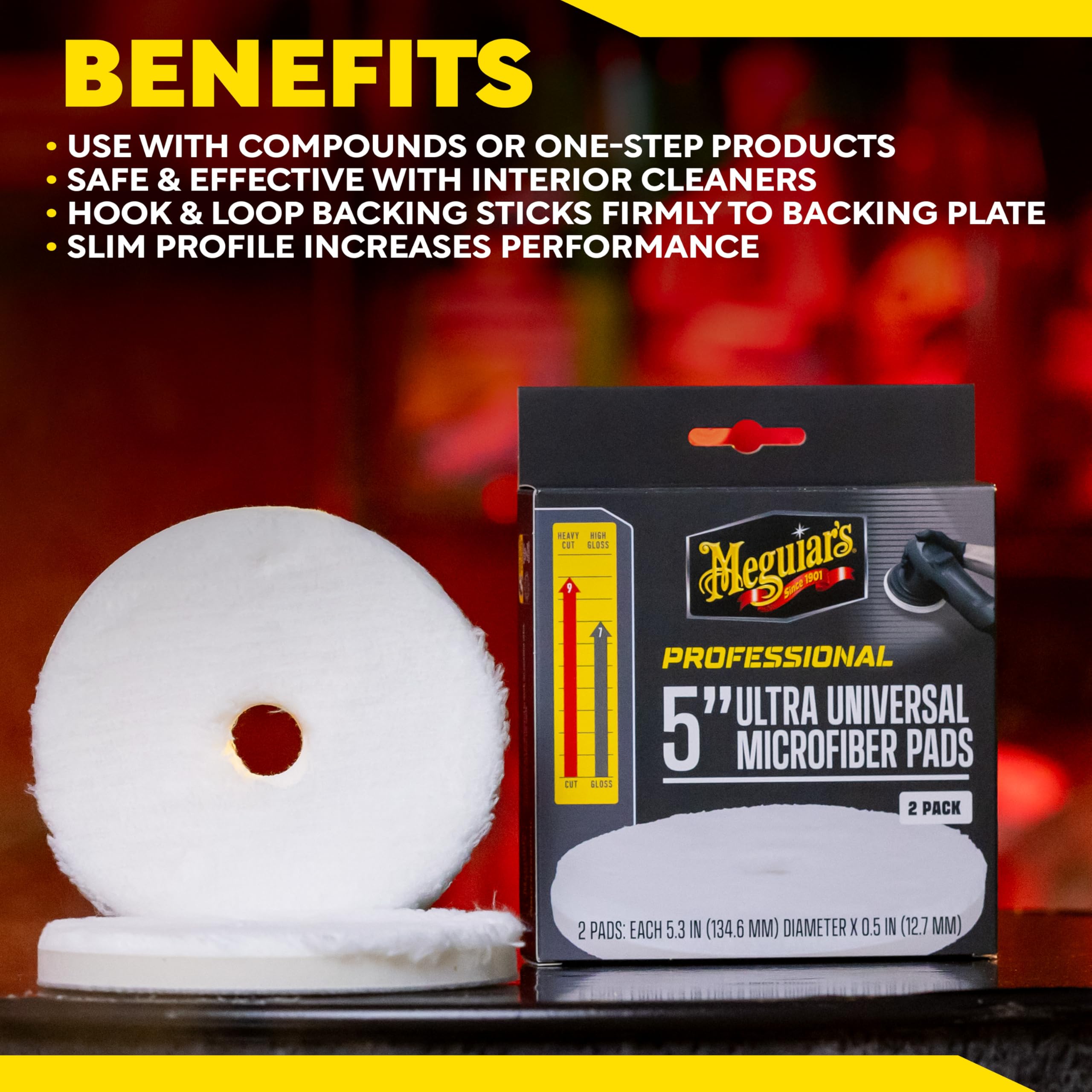 Meguiar's Pro M5MFP2 pad designed for DA polisher workflows.