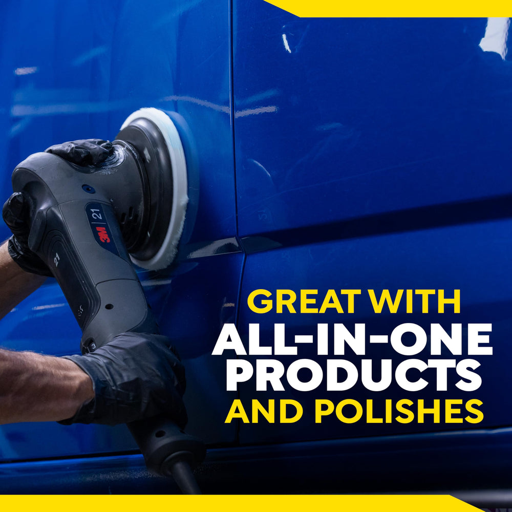 Meguiar's pro M6MFP2 pad in action for one-step finish refinement.