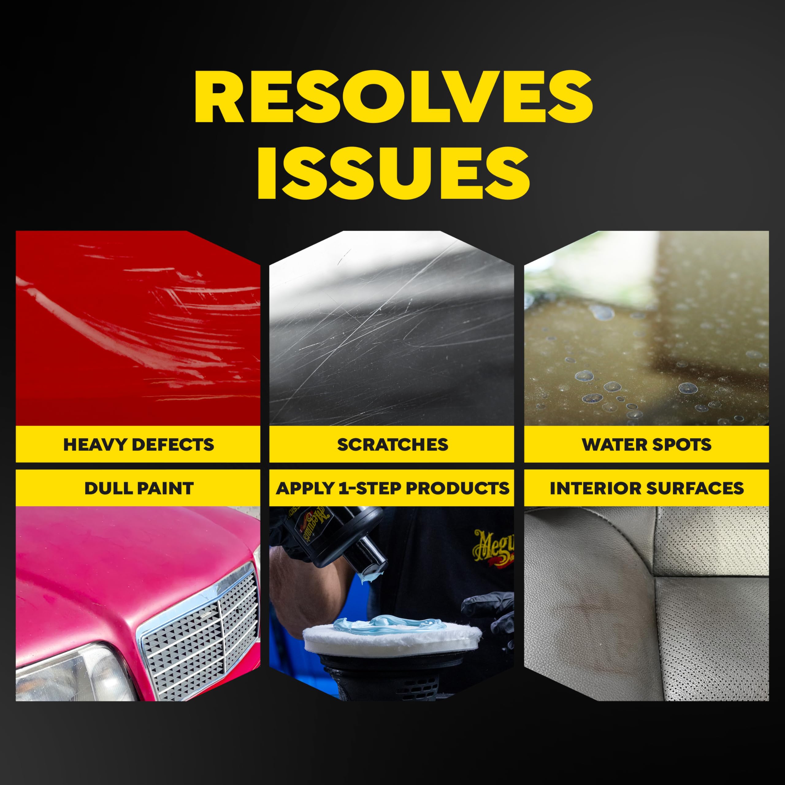 Meguiar's pro pad set 3-5-6 inch prepared for multi-size detailing projects.