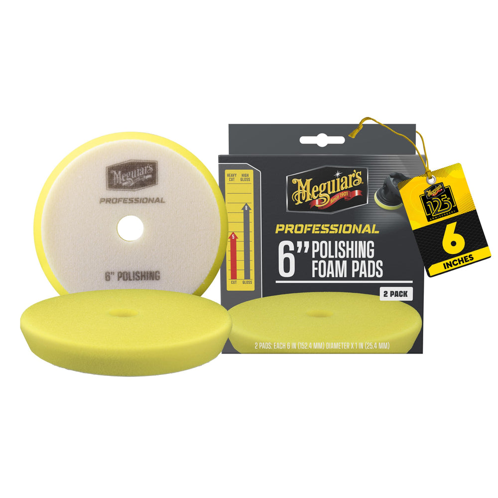 Meguiar's professional 6-inch polishing pad 2-pack front view for defect removal