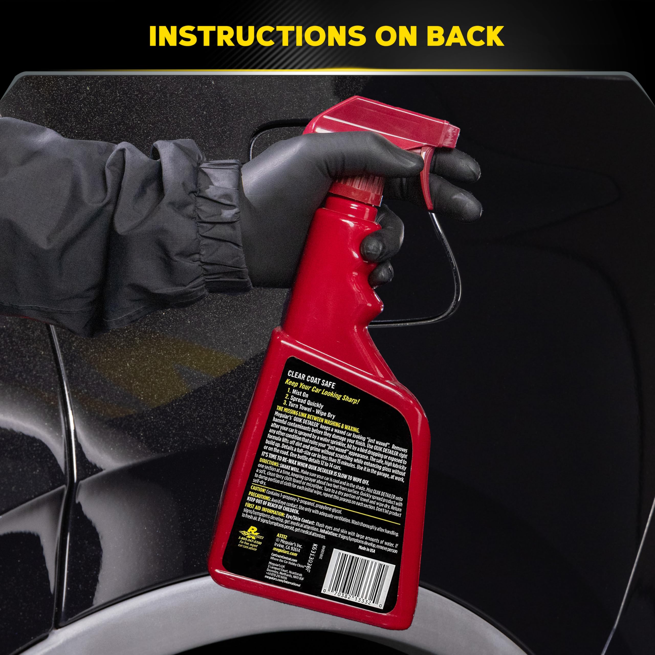 Meguiar's Quik Detailer removes fingerprints and water spots on exterior.