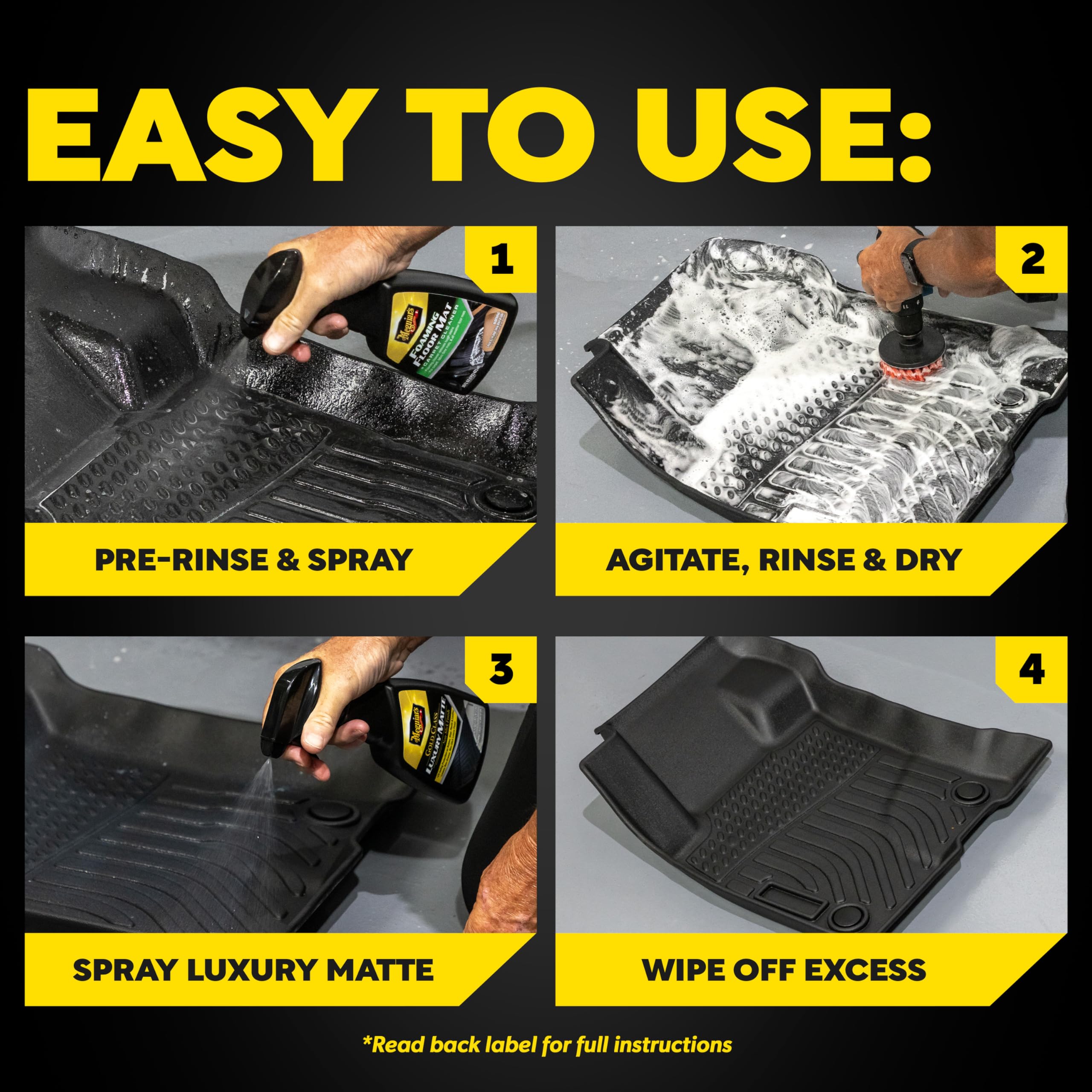 Meguiar's Quik Solutions Gold Class Luxury Matte non-slick finish protects mats