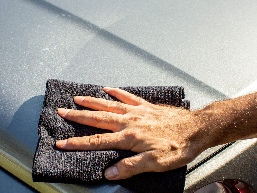 Meguiar's clay kit microfiber towel assists drying and buffing to glass-like finish.
