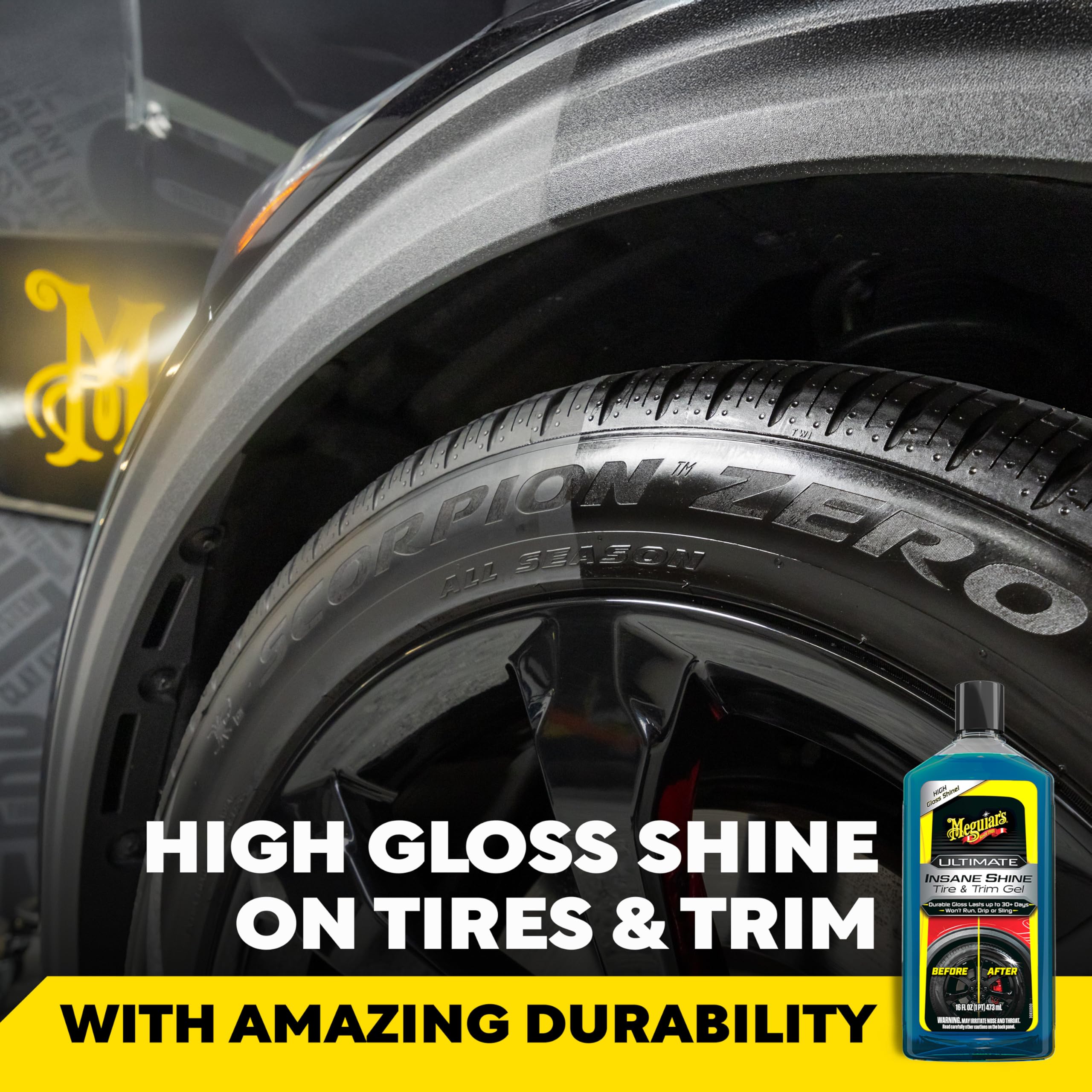 Meguiar's tire gel on an applicator for precise shine control