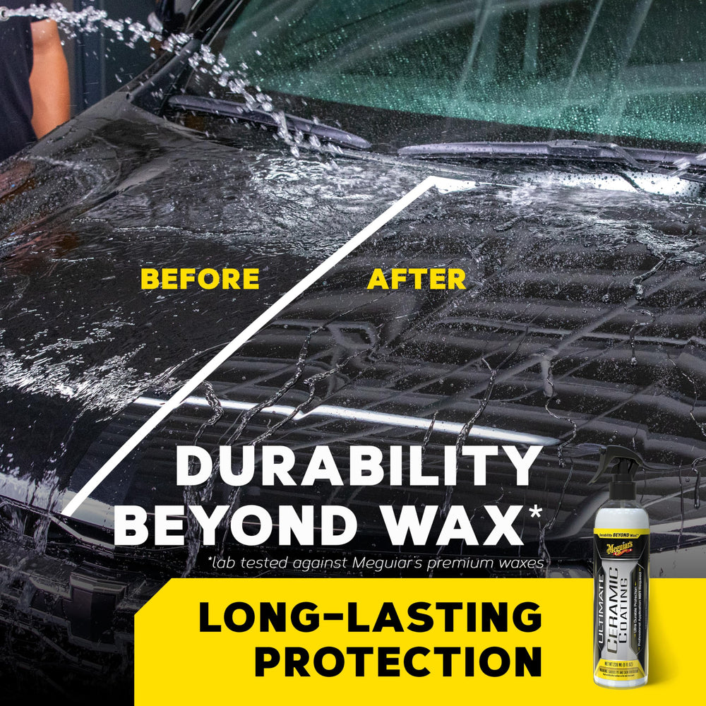Meguiar's Ultimate Ceramic Coating application microfiber aids even coverage.