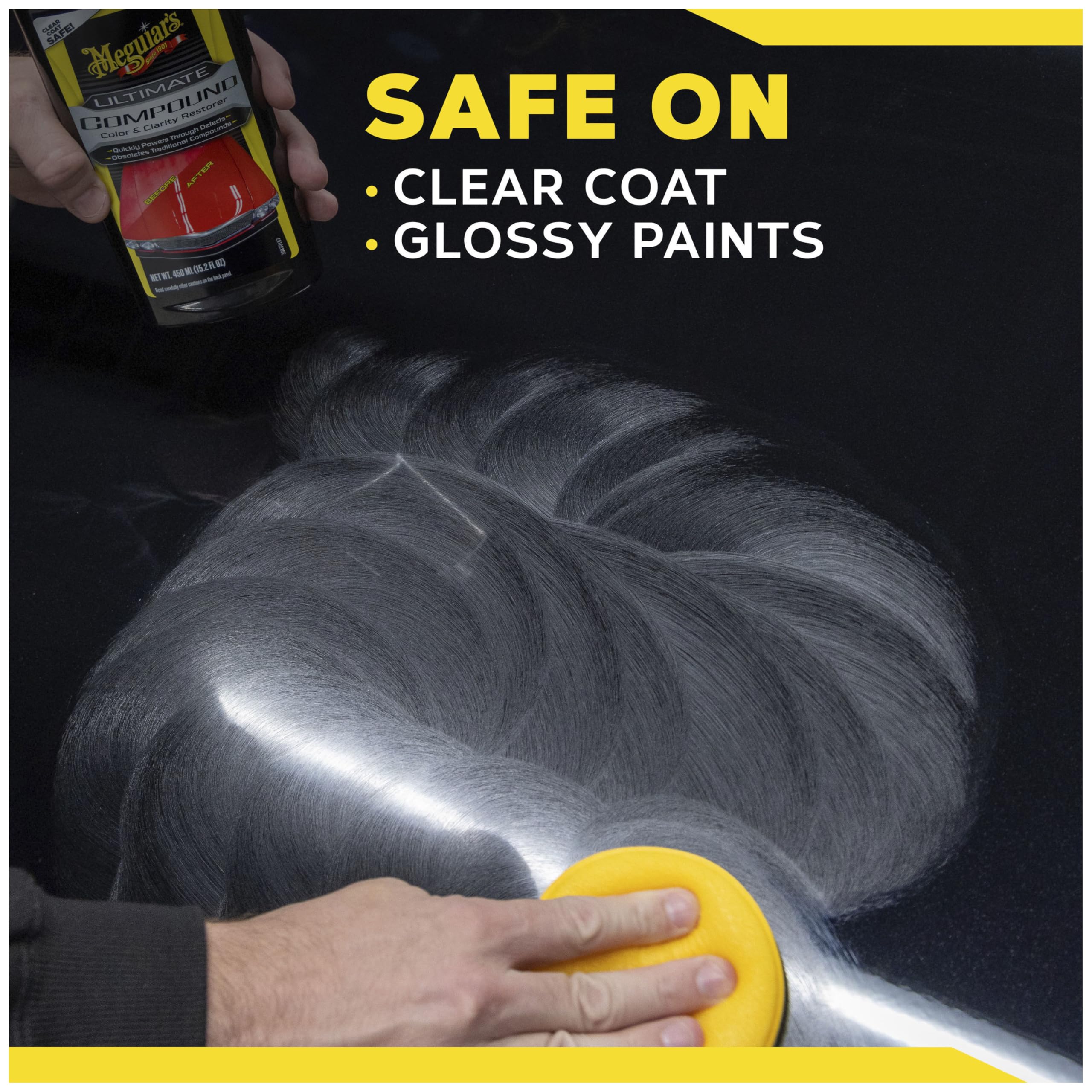 Meguiar's Ultimate Compound smooths deeper defects with a single pass.