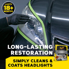 Meguiar's Ultimate Headlight Restoration Kit sanding discs 1000 and 3000 remove oxidation.