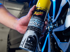 Meguiar's tire shine foam close-up shows rich gloss and even coverage