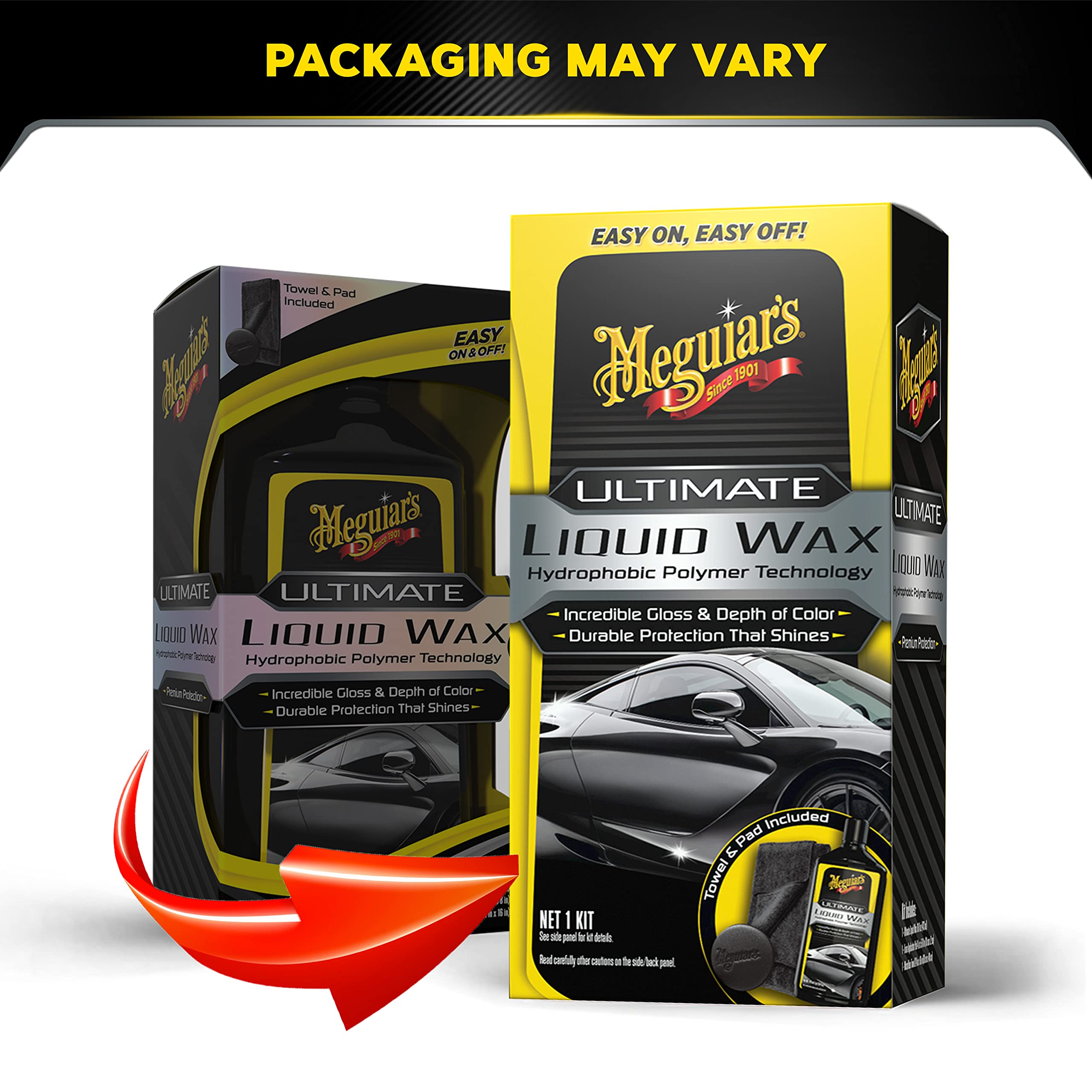Meguiar's Ultimate Liquid Wax applied by hand for easy use.