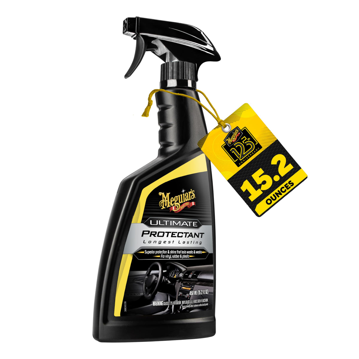 Meguiar's Ultimate Protectant spray bottle renews vinyl with long-lasting UV protection