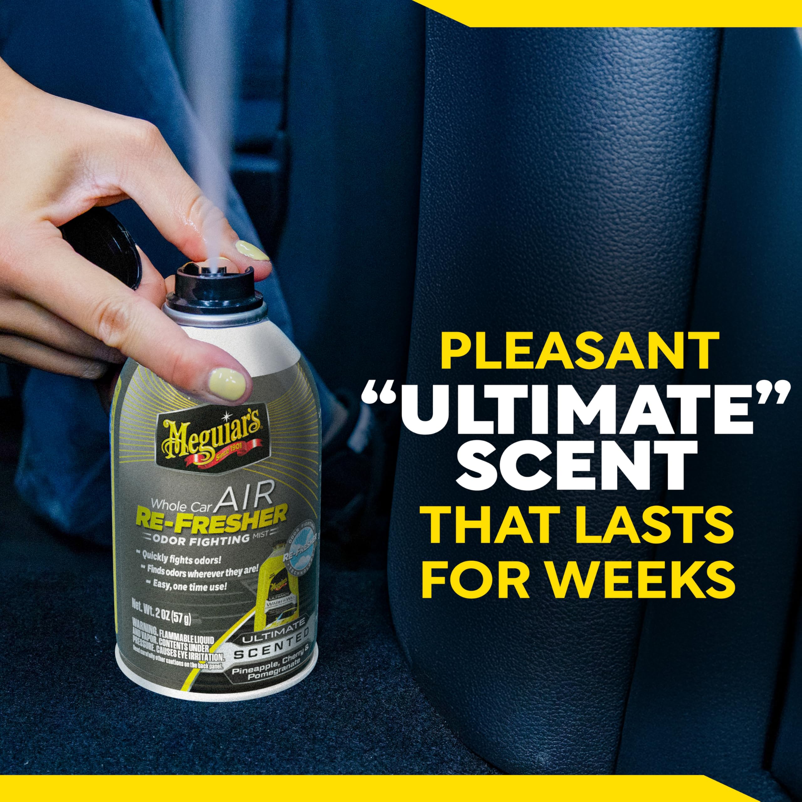 Meguiar's Ultimate scent air freshener leaves a luxurious ambiance in the cabin.