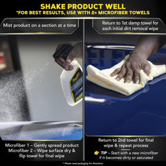 Microfiber towel gliding over clear coat with Meguiar's formula