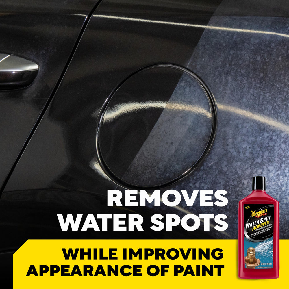 Meguiar's Water Spot Remover on windows for clearer visibility