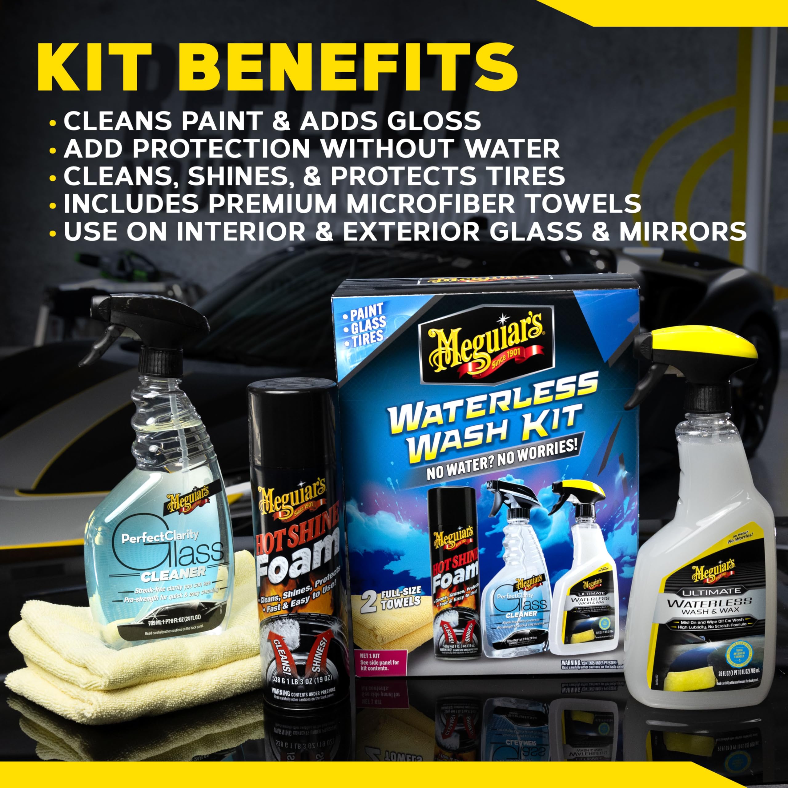Meguiar's Waterless Wash Kit in action on a car exterior