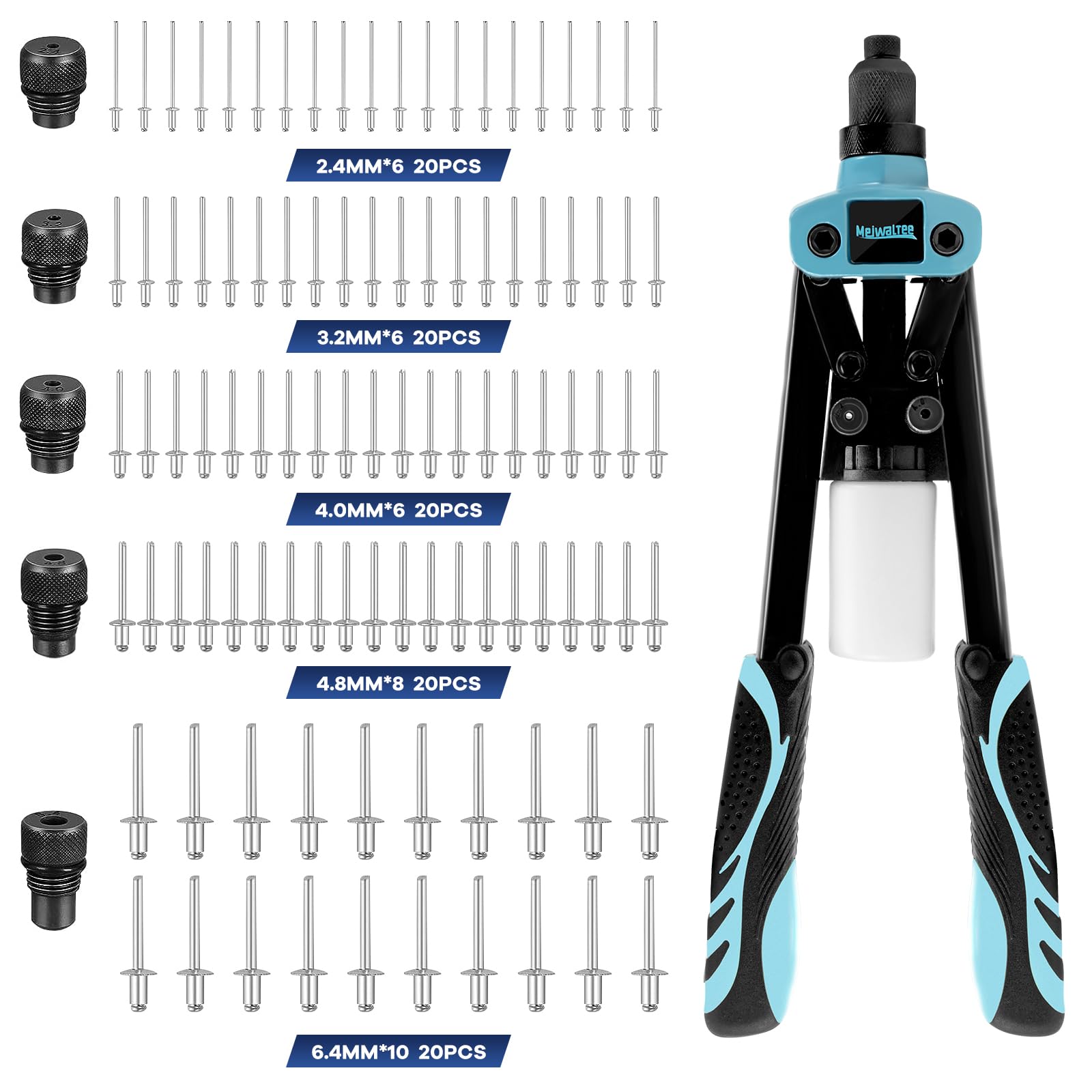 Meiwaltee kit includes 100 rivets for immediate project start.