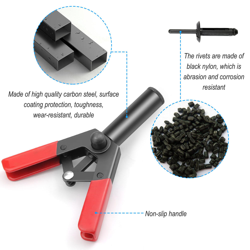 Mejiao lightweight rivet gun enables one-handed use in tight spaces.