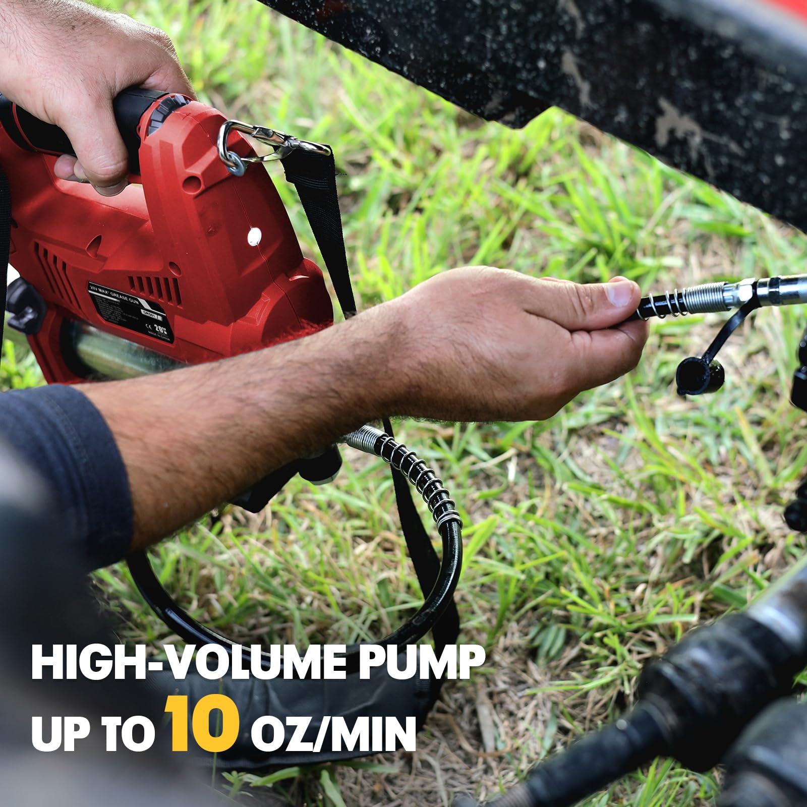 Mellif grease gun safety lock prevents accidental activation on site.