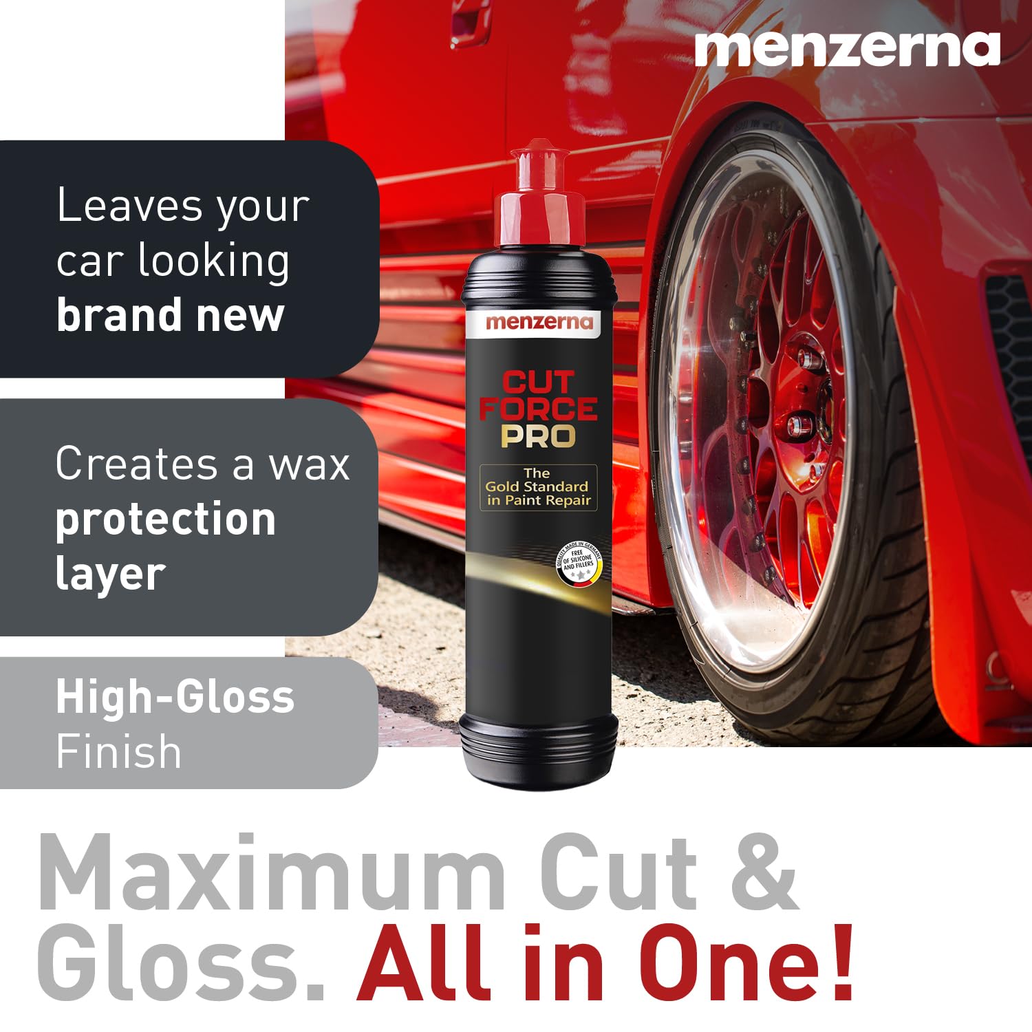 Red Heavy-Cut Pad paired with Cut Force Pro for aggressive defect removal.