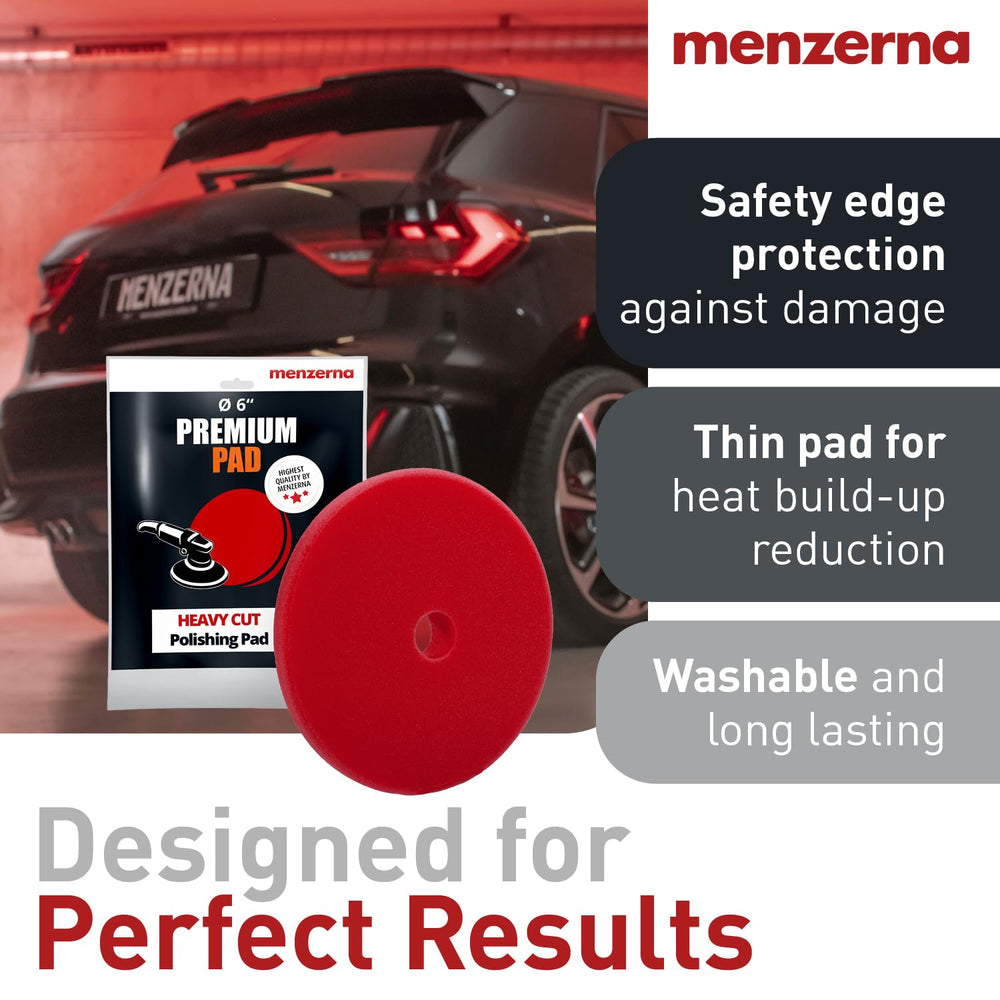Menzerna heavy cut pad with Velcro back for quick attachment and removal