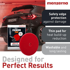 Menzerna heavy cut pad with Velcro back for quick attachment and removal