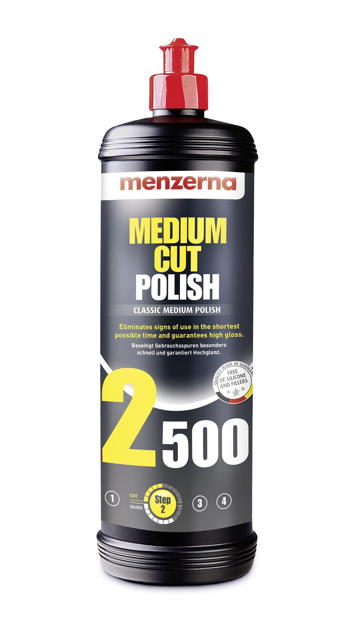 Menzerna MC2500 bottle – premium one-step polish for fresh clears and high gloss.