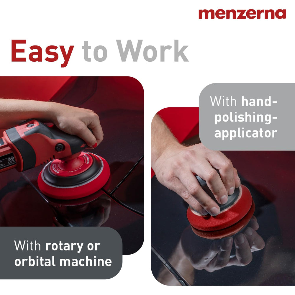 Menzerna pad with center hole to minimize heat buildup