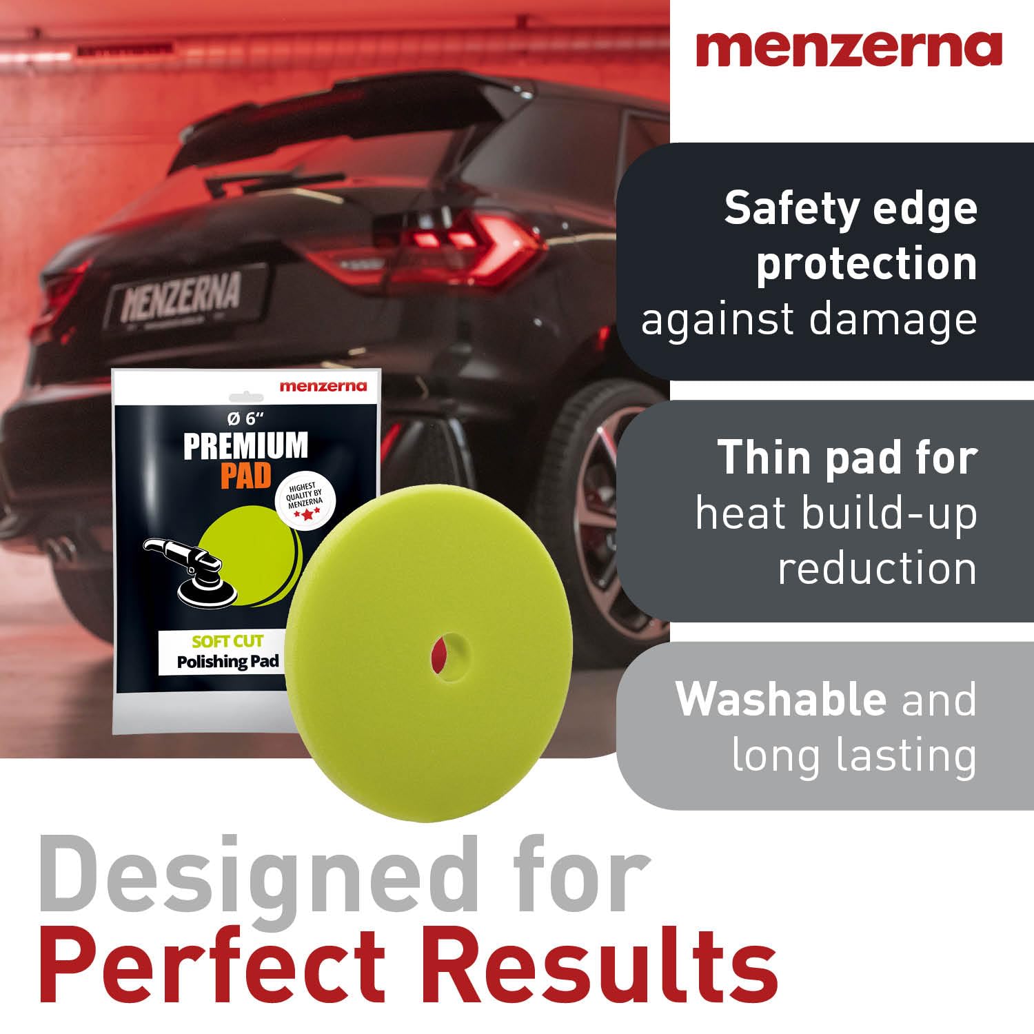Menzerna Soft Cut Pad 6-Inch close-up foam detail highlighting soft foam layer and even polish delivery