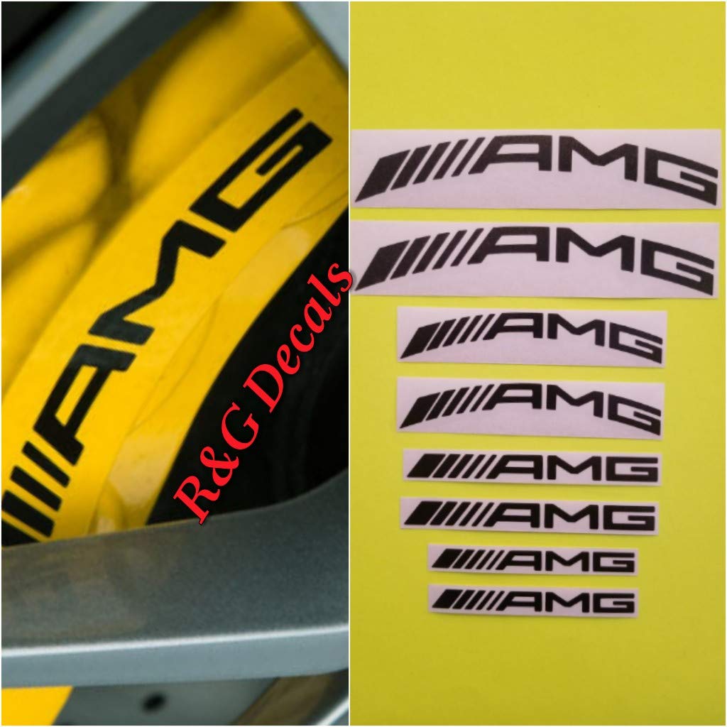 Mercedes AMG Petronas high-temp curve decal on brake caliper for durable heat resistance