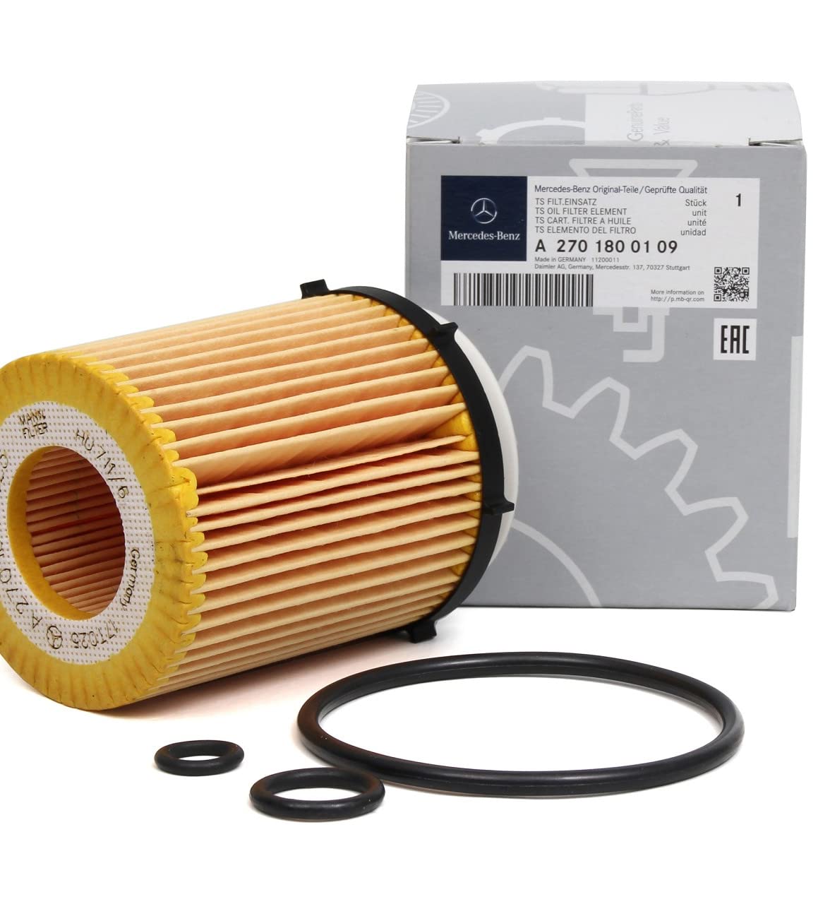 Mercedes-Benz engine oil filter close-up showing filtration media.