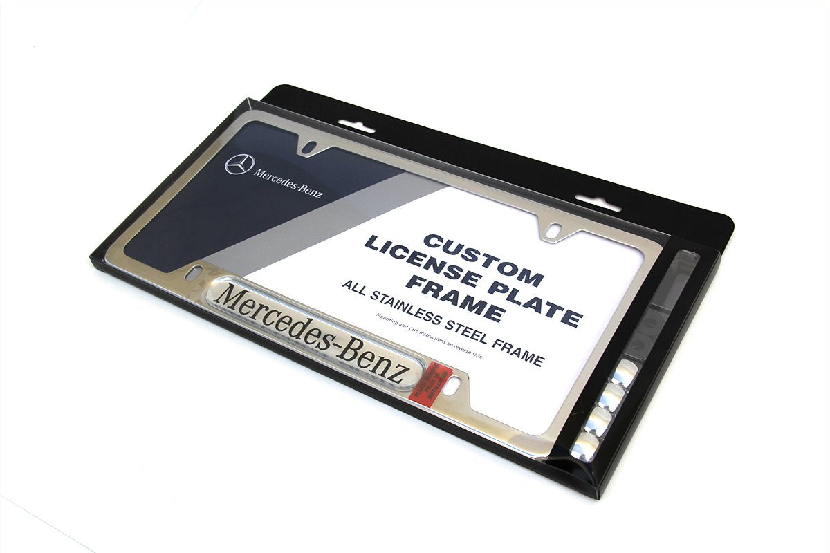 Mercedes-Benz polished stainless frame detail reflecting a refined finish
