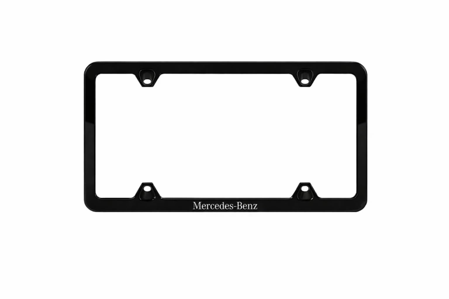 Mercedes-Benz Q-6-88-0125 black slim-line license plate frame for upgraded rear aesthetics and durable protection.