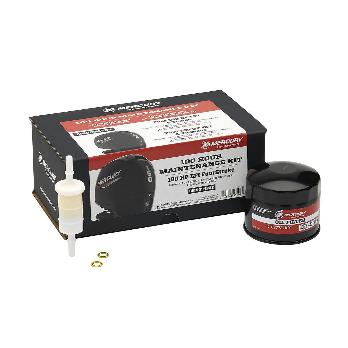 Mercury 150hp FourStroke oil filter for clean lubrication during maintenance.
