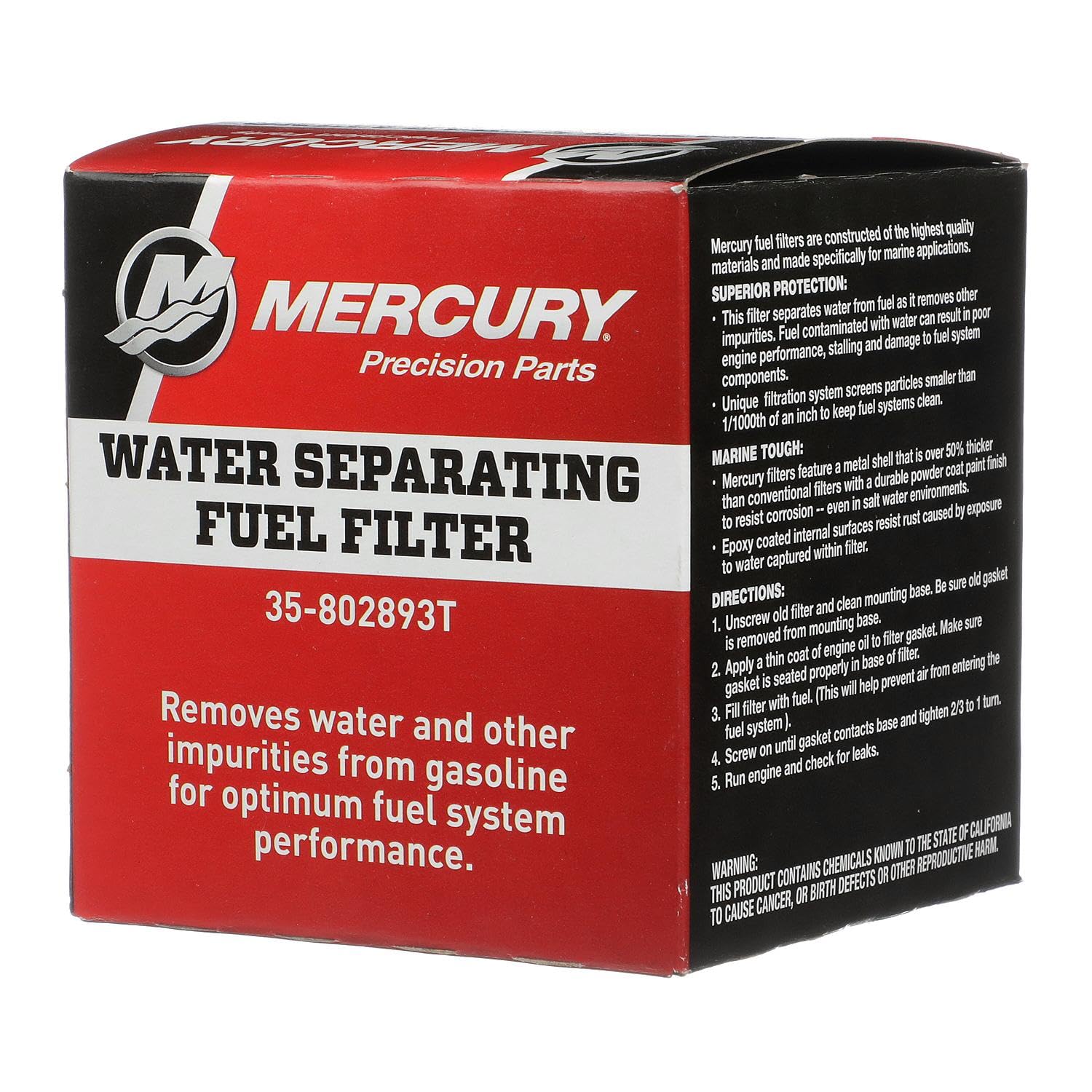 Mercury 802893T engine-filtration compatibility chart communicates engine protection options.