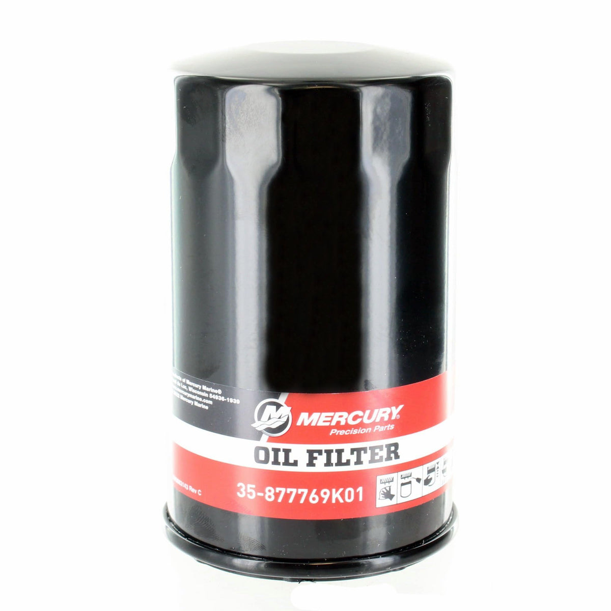 Mercury 877769K01 filter top view highlighting robust filtration for Verado engines.