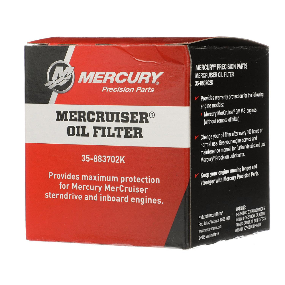 Mercury 883702K engine-block mounted filter compatible with MerCruiser V6.