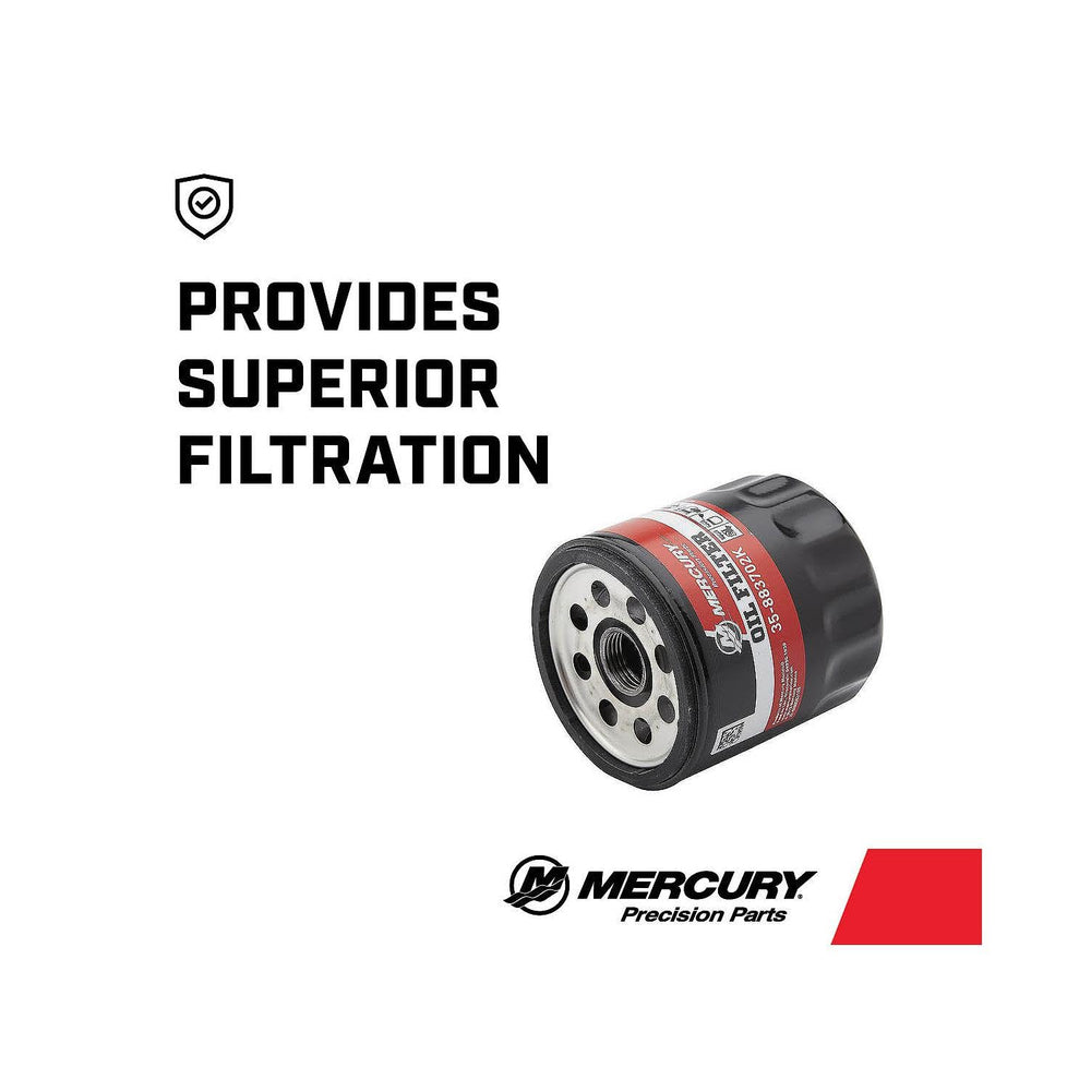 Mercury 883702K screw-on oil filter designed for easy installation.