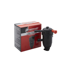 Mercury on-engine water-separating fuel filter installed on V6/V8 outboard for clean fuel