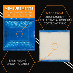 Merhoff and Larkin epoxy-filled blue road reflectors showing durable center fill.