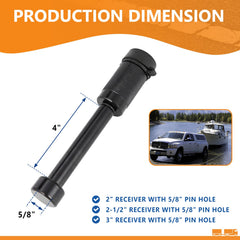 META Hardware hitch lock installed in receiver to deter theft during travel